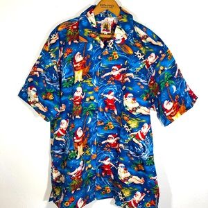 Santa Claus Tacky Christmas Hawaiian Shirt size Med Cotton Mens shirt